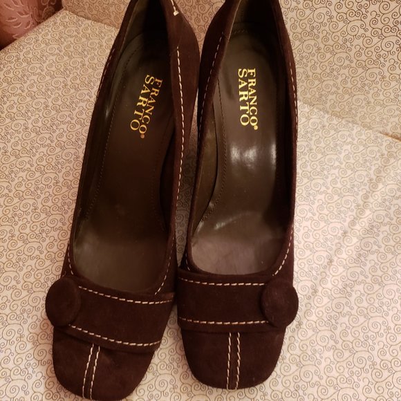 Franco Sarto  Retro  Style  Suede Leather Dress Shoes  Wedges 9 1/2M - Picture 3 of 12